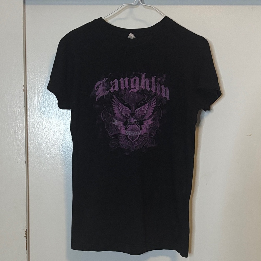 Black T-Shirt with Purple Graphic